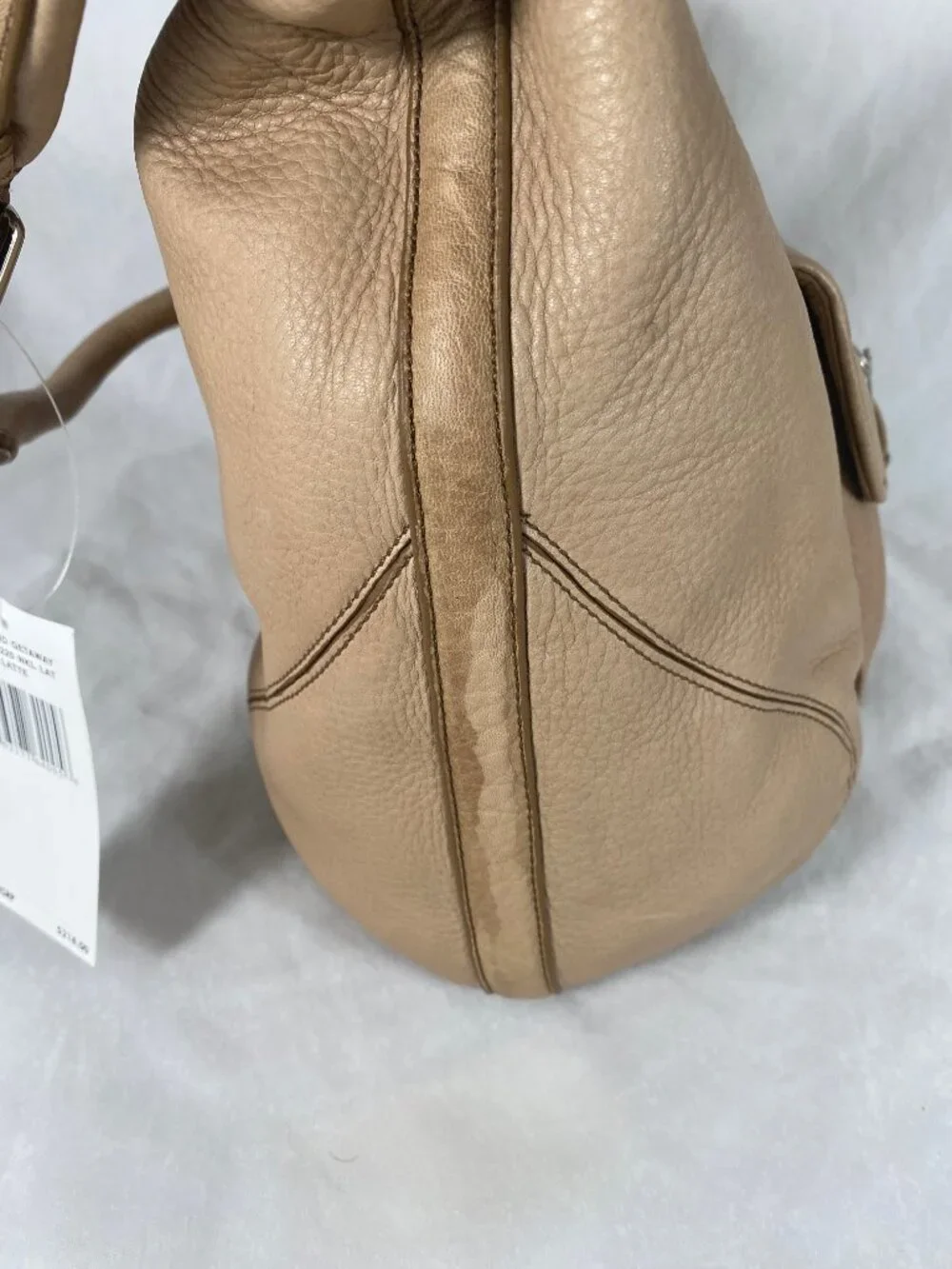 Calvin Klein Classic Pebble Beige Leather Shoulder Hobo Handbag  NWT